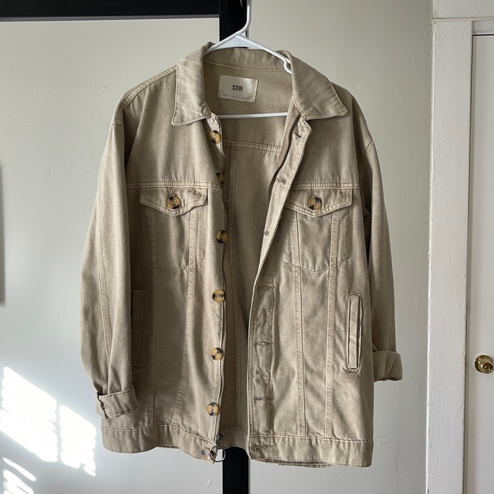 Oversized Tan Denim Jacket